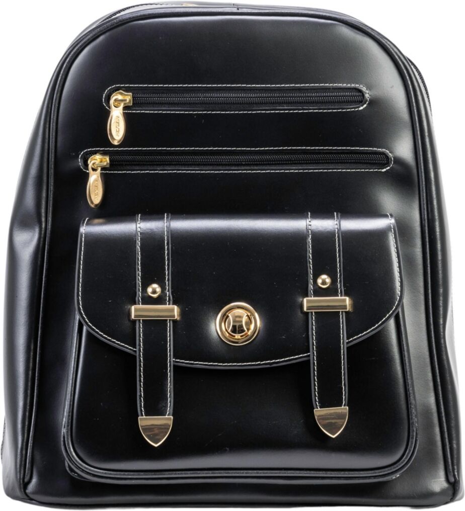 McKlein Robbins Leather Business Laptop Tablet Backpack - Black