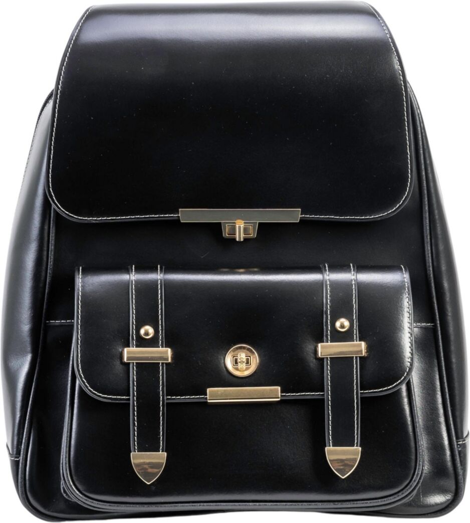 McKlein Maryville Leather Business Laptop Tablet Backpack - Black