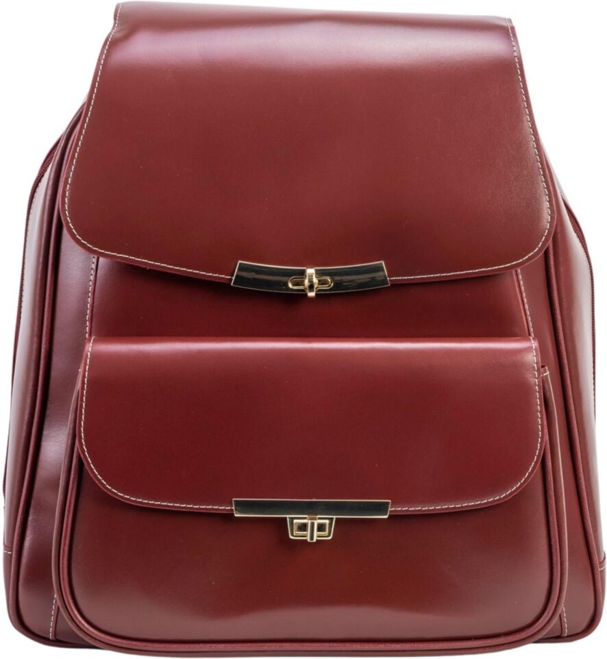 McKlein Kendall Leather Business Laptop Tablet Backpack - Red