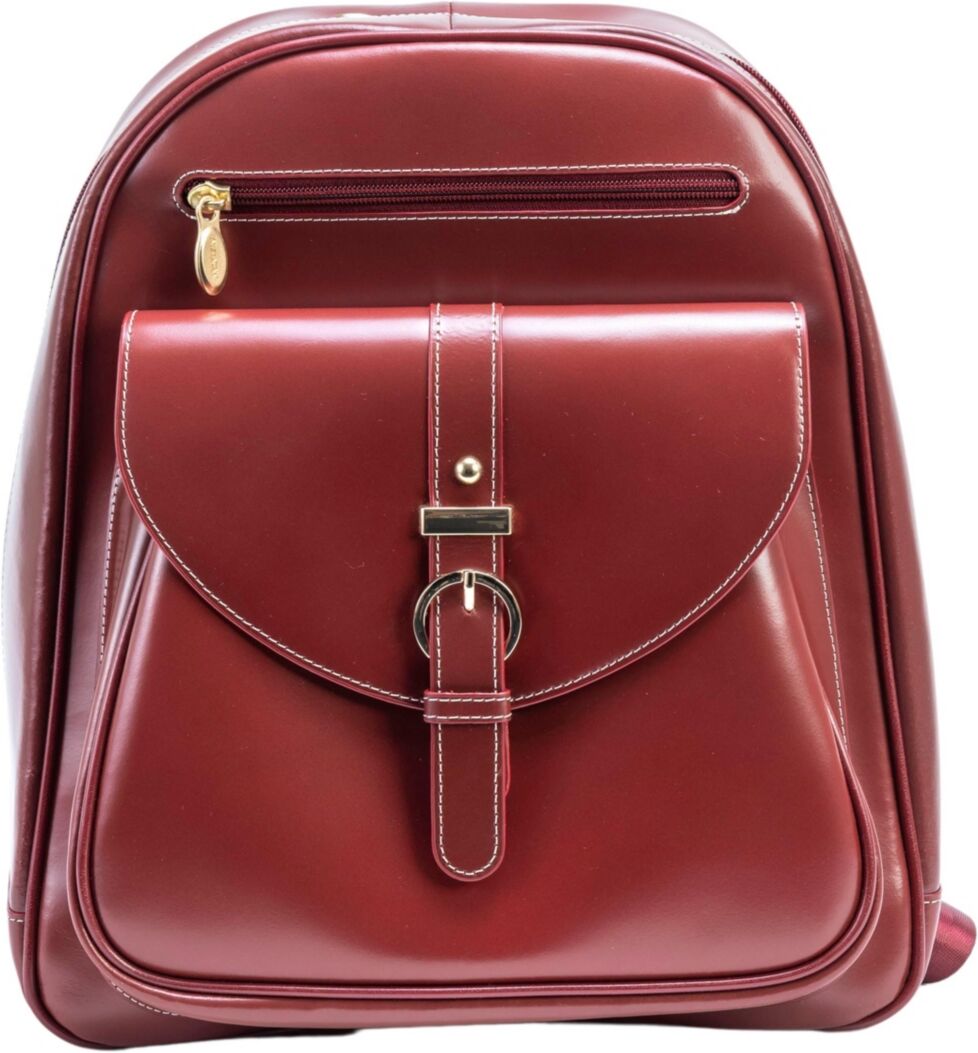 McKlein Moline Leather Business Laptop Tablet Backpack - Red