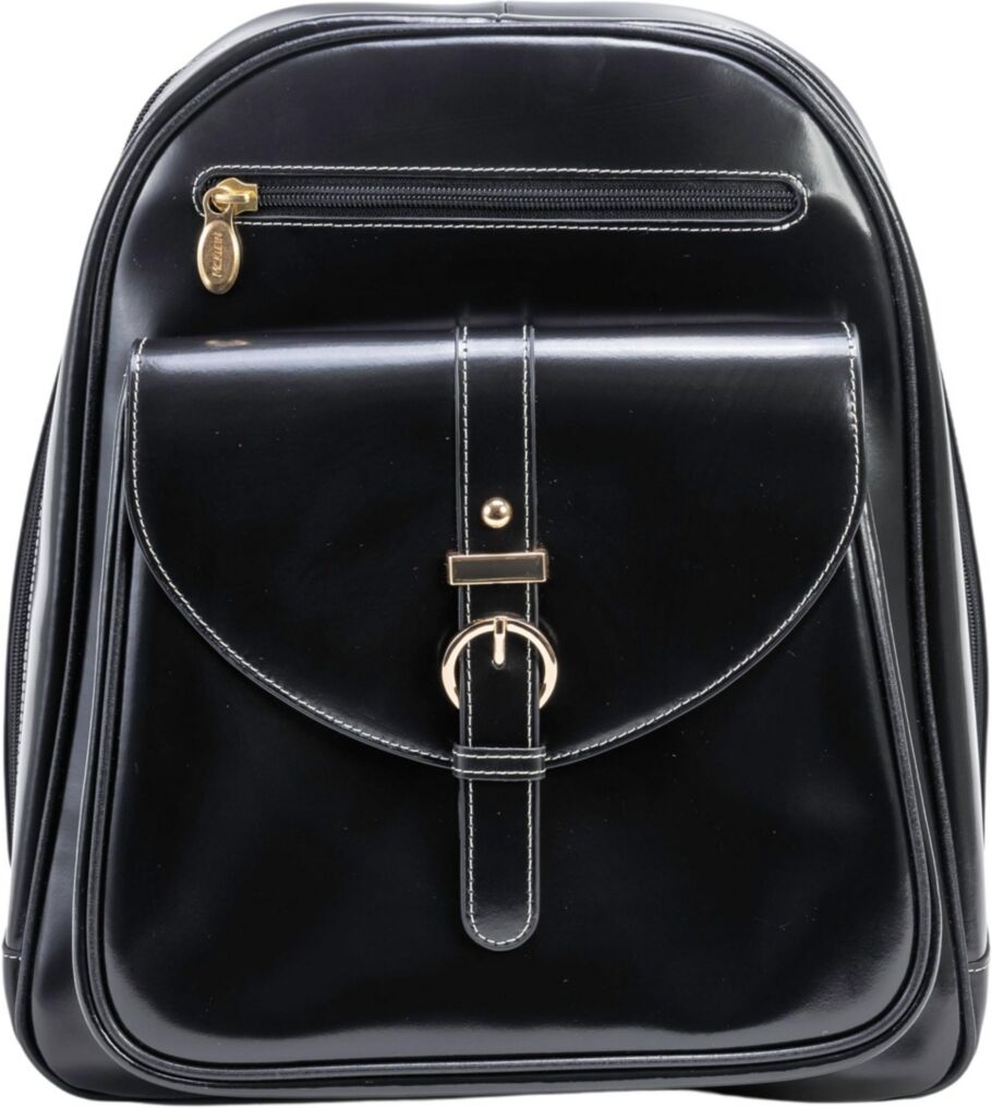 McKlein Moline Leather Business Laptop Tablet Backpack - Black