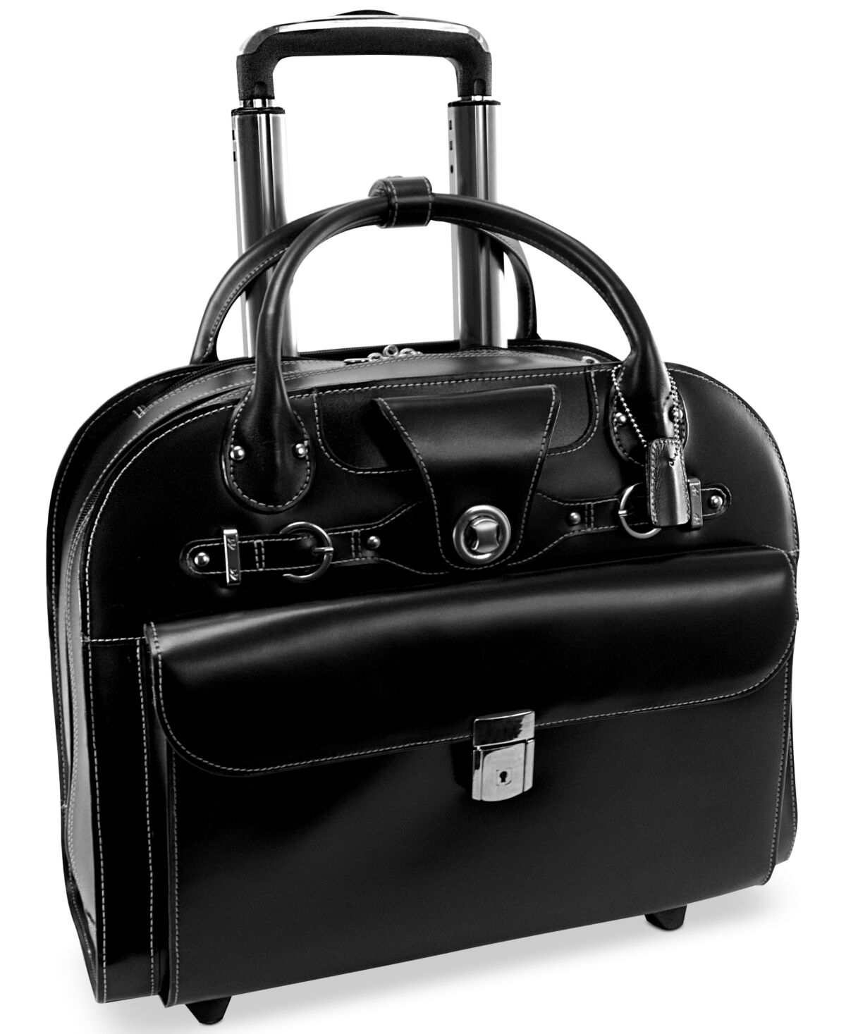 McKlein Edgebrook Leather Wheeled Laptop Briefcase - Black