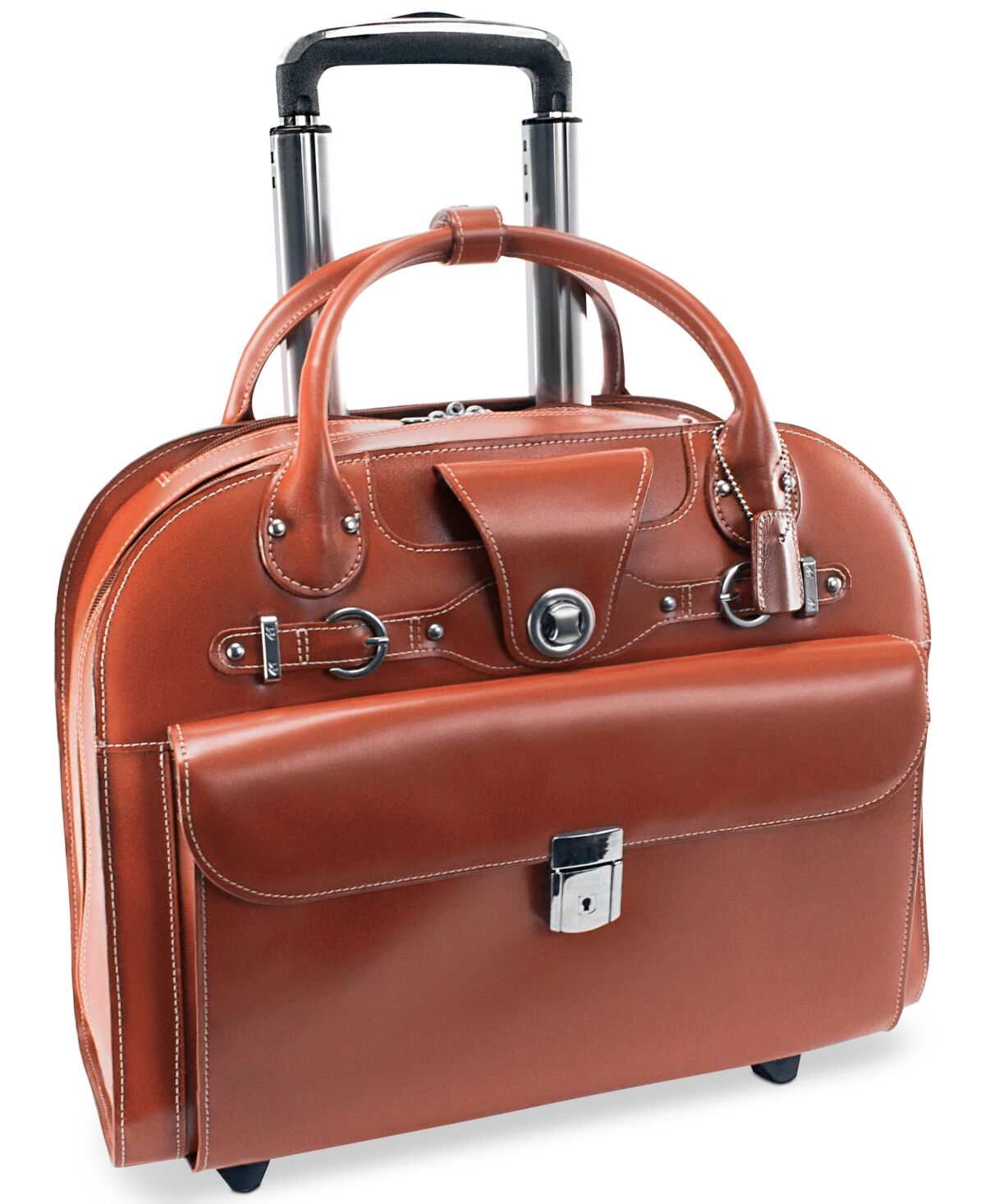 McKlein Edgebrook Leather Wheeled Laptop Briefcase - Brown