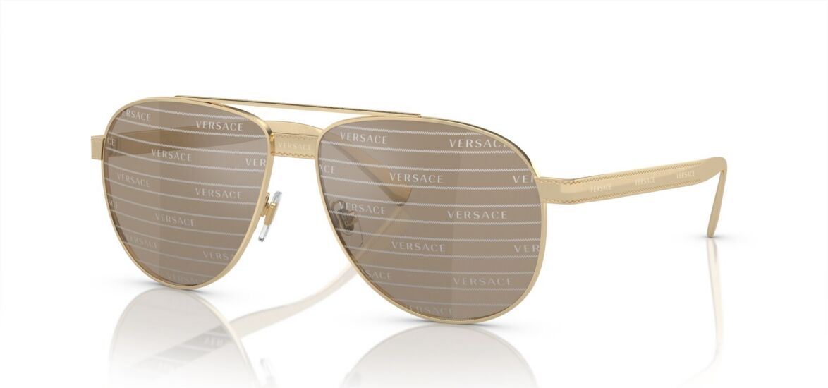 Versace Men's Sunglasses, VE2209 - Pale Gold-Tone, Brown Tamp Versace Silve