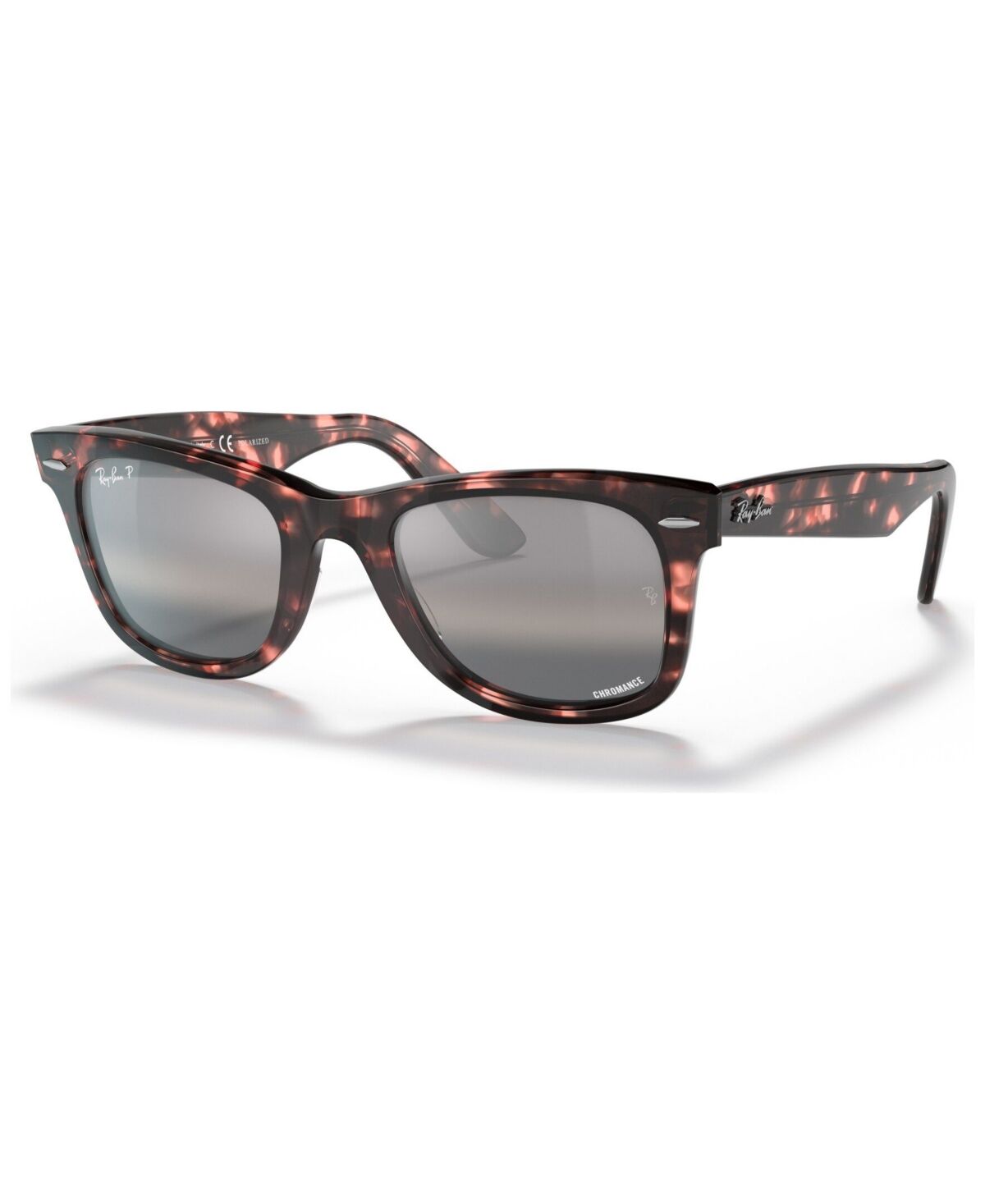 Ray-Ban Unisex Polarized Sunglasses, RB2140 Wayfarer Chromance - Pink Havana