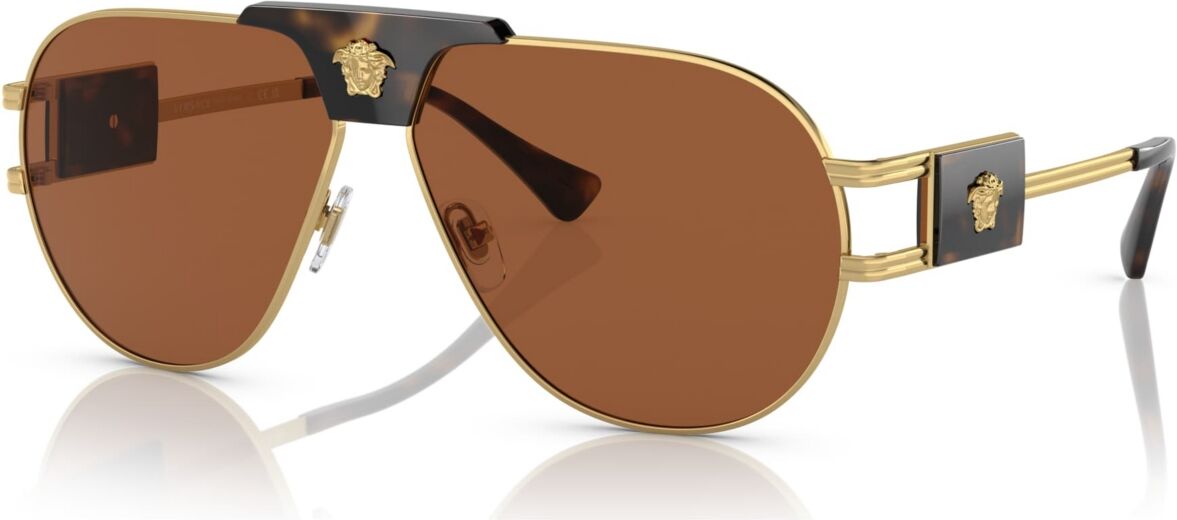 Versace Men's Sunglasses, VE225263-x 63 - Gold-Tone, Dark Brown