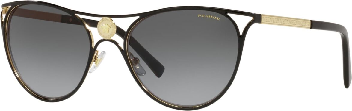 Versace Women's Polarized Sunglasses, VE2237 57 - Black, Gold-Tone