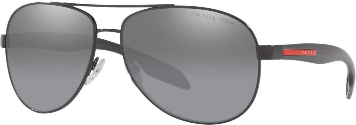 Prada Linea Rossa Men's Polarized Sunglasses, Ps 53PS - BLACK/POLAR GREY MIRROR SILVER GRAD