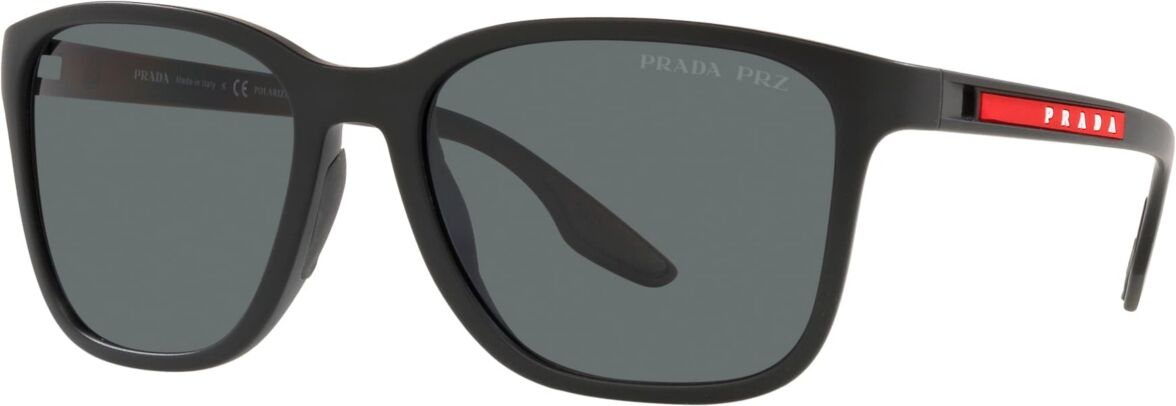 Prada Linea Rossa Men's Polarized Sunglasses, Ps 02WS 57 - Black Rubber