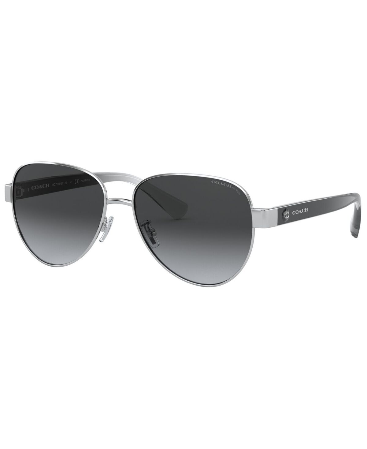 Coach Women's Polarized Sunglasses, HC7111 - Shiny Silver/Dark Gray Gradient POLAR