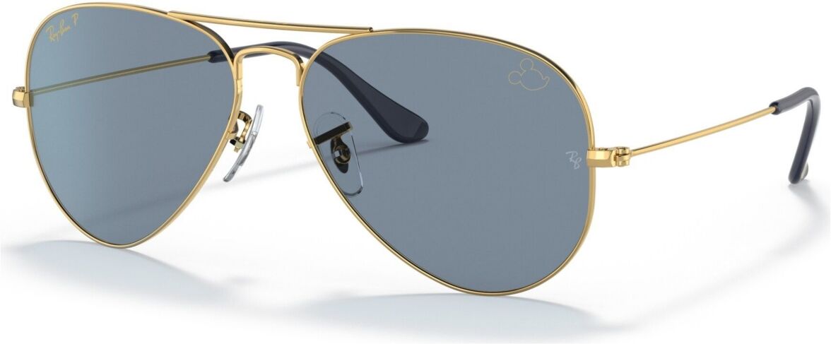 Ray-Ban Disney Unisex Polarized Sunglasses, RB3025 Aviator Mickey WDW50 58 - Gold-Tone