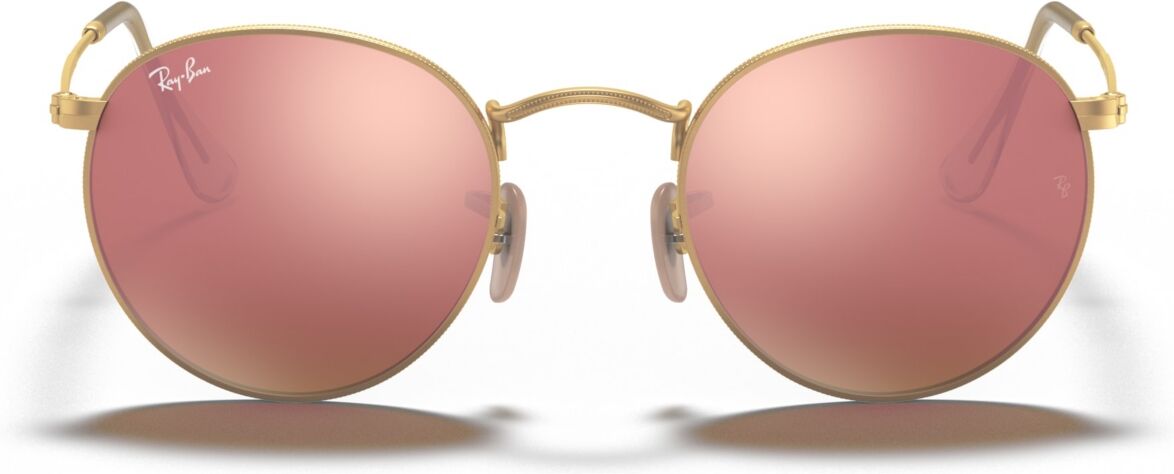 Ray-Ban Sunglasses, RB3447 Round Flash Lenses - GOLD MATTE/PINK MIRROR