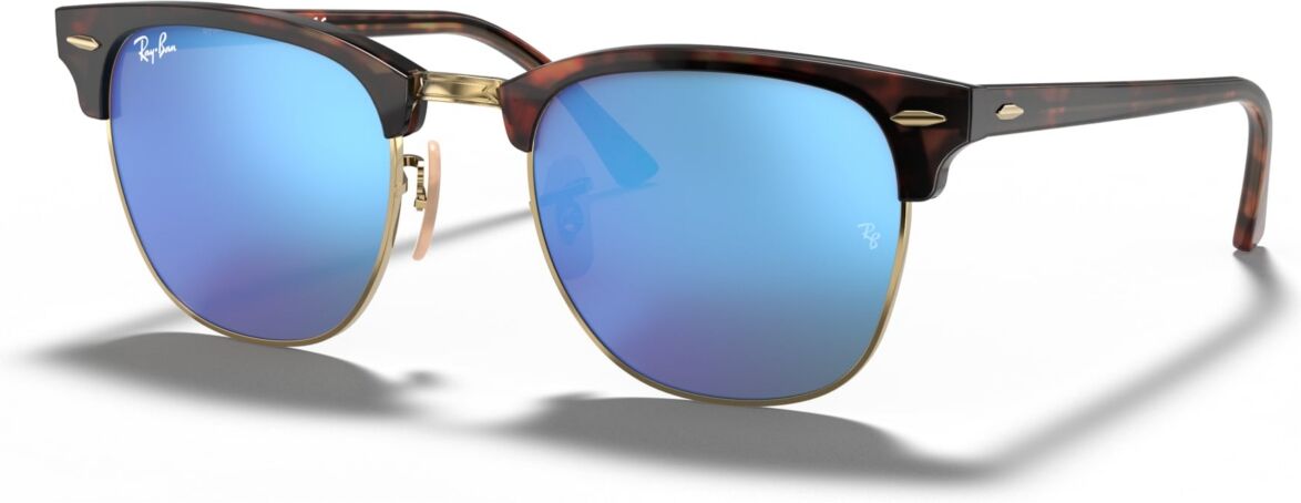 Ray-Ban Unisex Sunglasses, RB3016 Clubmaster Mineral Flash Lenses - Gold - Blue Mirror