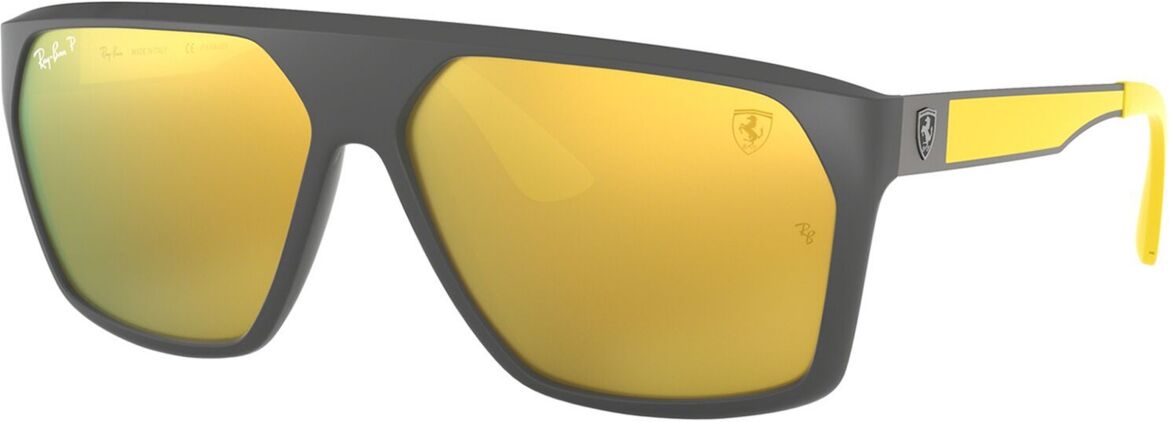 Ray-Ban Men's Polarized Sunglasses, RB4309M Scuderia Ferrari Collection 60 - MATTE GREY/BROWN MIRROR GOLD POLAR