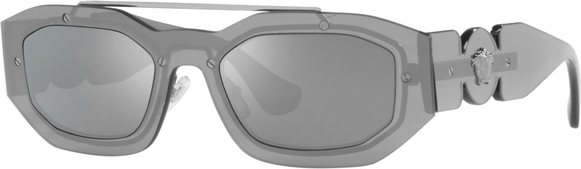 Versace Biggie Unisex Sunglasses, VE2235 - Transparent Gray Mirror Silver-Tone