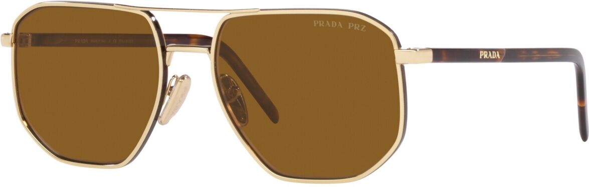 Prada Men's Polarized Sunglasses, 57 - Pale Gold-Tone