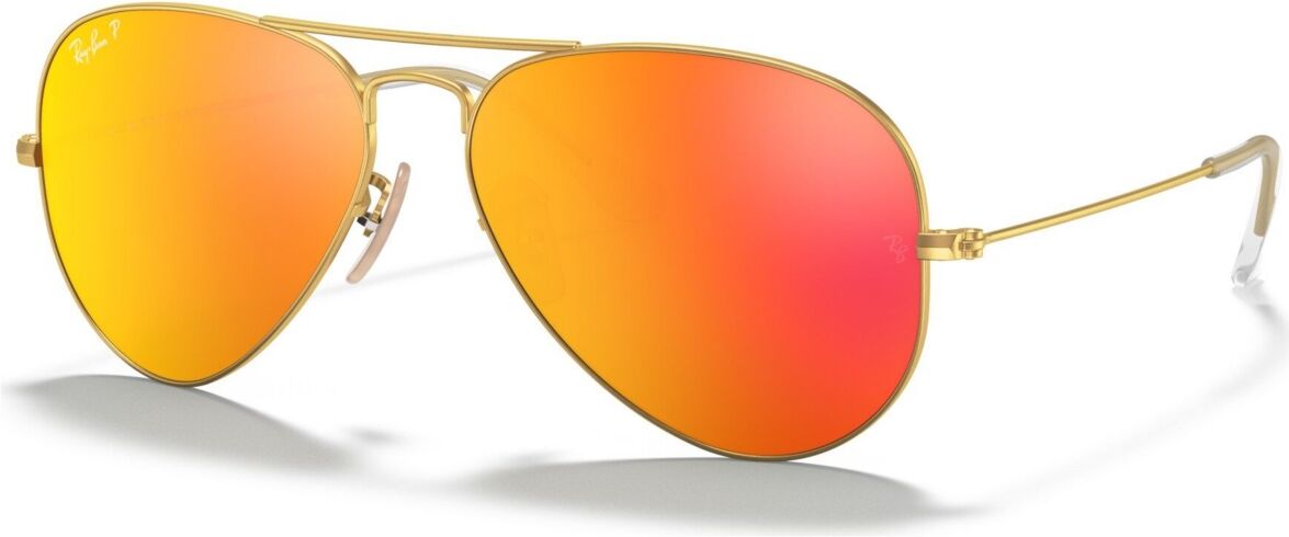 Ray-Ban Polarized Sunglasses, RB3025 Aviator Mirror - GOLD MATTE/ORANGE MIR POL