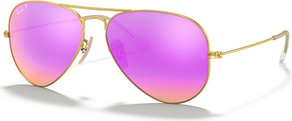 Ray-Ban Polarized Sunglasses, RB3025 Aviator Mirror - GOLD MATTE/PINK MIRROR POLAR