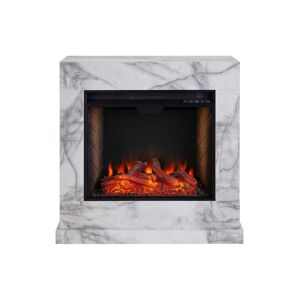 Southern Enterprises Ileana Faux Marble Alexa-Enable Electric Fireplace - White