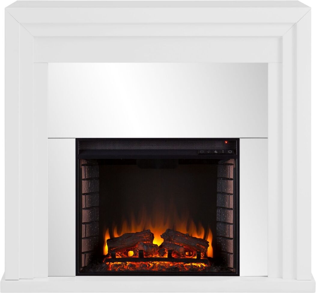 Southern Enterprises Morrigan Mirrored Electric Fireplace - White