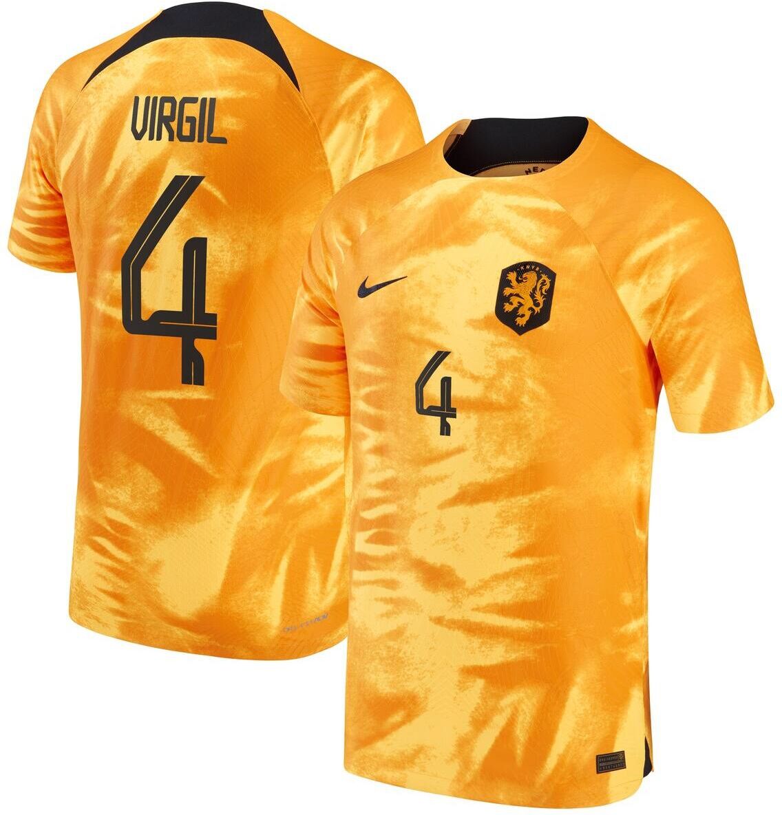 Nike Men's Nike Virgil Van Dijk Orange Netherlands National Team 2022/23 Home Vapor Match Authentic Player Jersey - Orange