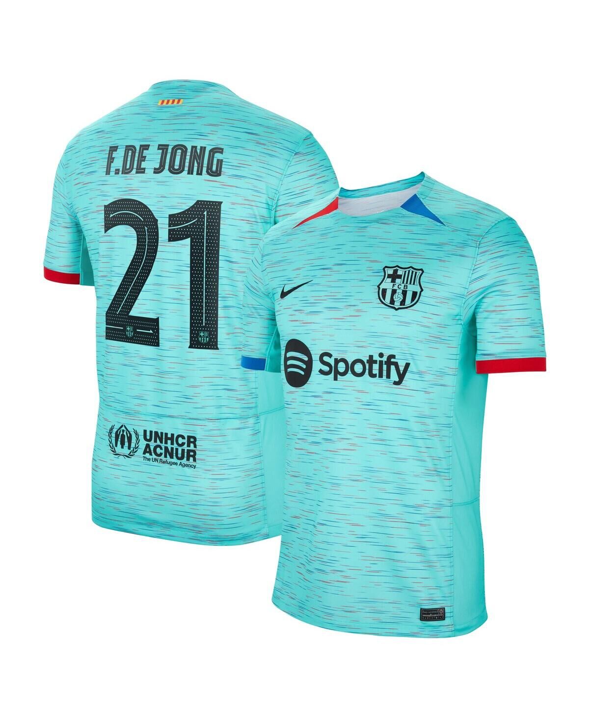 Nike Men's Nike Frenkie de Jong Aqua Barcelona 2023/24 Third Replica Jersey - Aqua