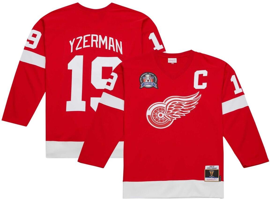 Mitchell & Ness Men's Mitchell & Ness Steve Yzerman Red Detroit Red Wings Captain Patch 1996/97 Blue Line Player Jersey - Red