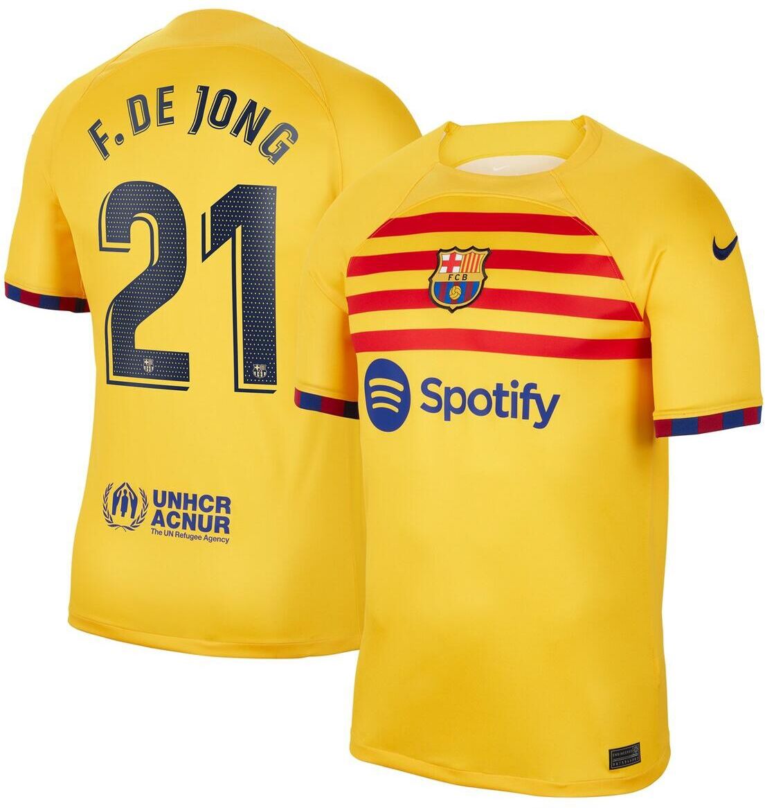 Nike Men's Nike Frenkie de Jong Yellow Barcelona 2022/23 Fourth Breathe Stadium Replica Player Jersey - Yellow