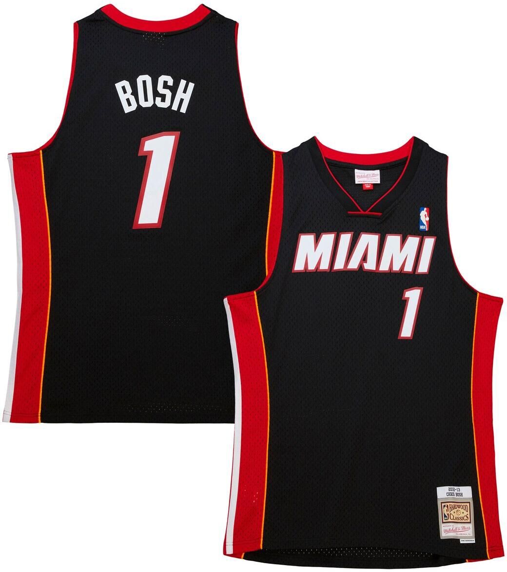 Mitchell & Ness Men's Mitchell & Ness Chris Bosh Black Miami Heat Hardwood Classics Retro Name and Number T-shirt - Black