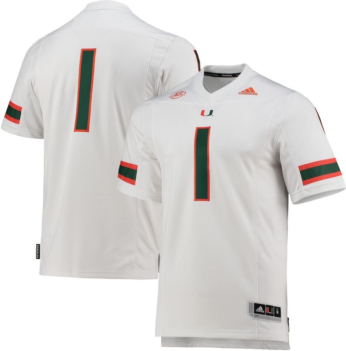 Adidas Men's adidas #1 White Miami Hurricanes Team Premier Football Jersey - White