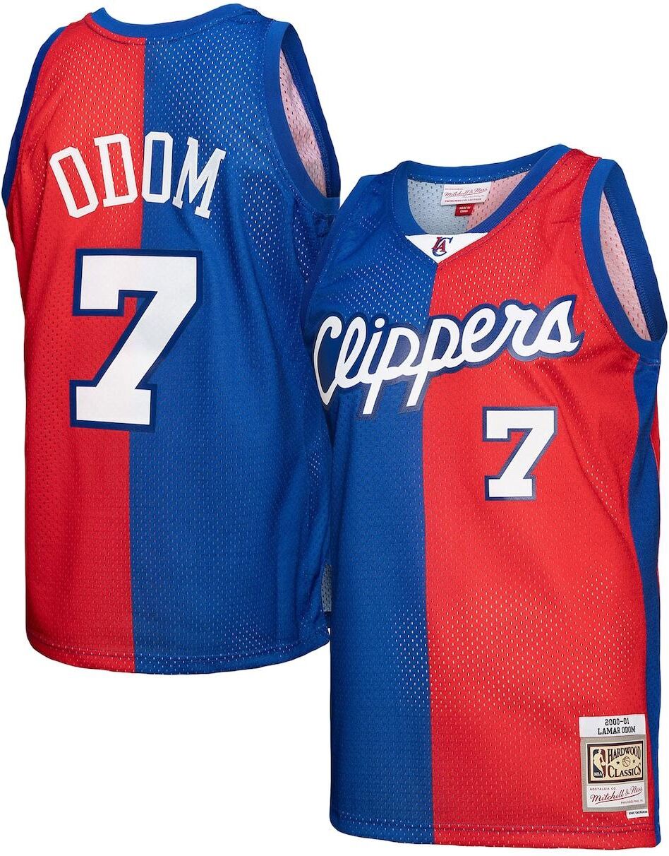 Mitchell & Ness Men's Mitchell & Ness Lamar Odom Royal, Red La Clippers Hardwood Classics 2000-01 Split Swingman Jersey - Royal, Red