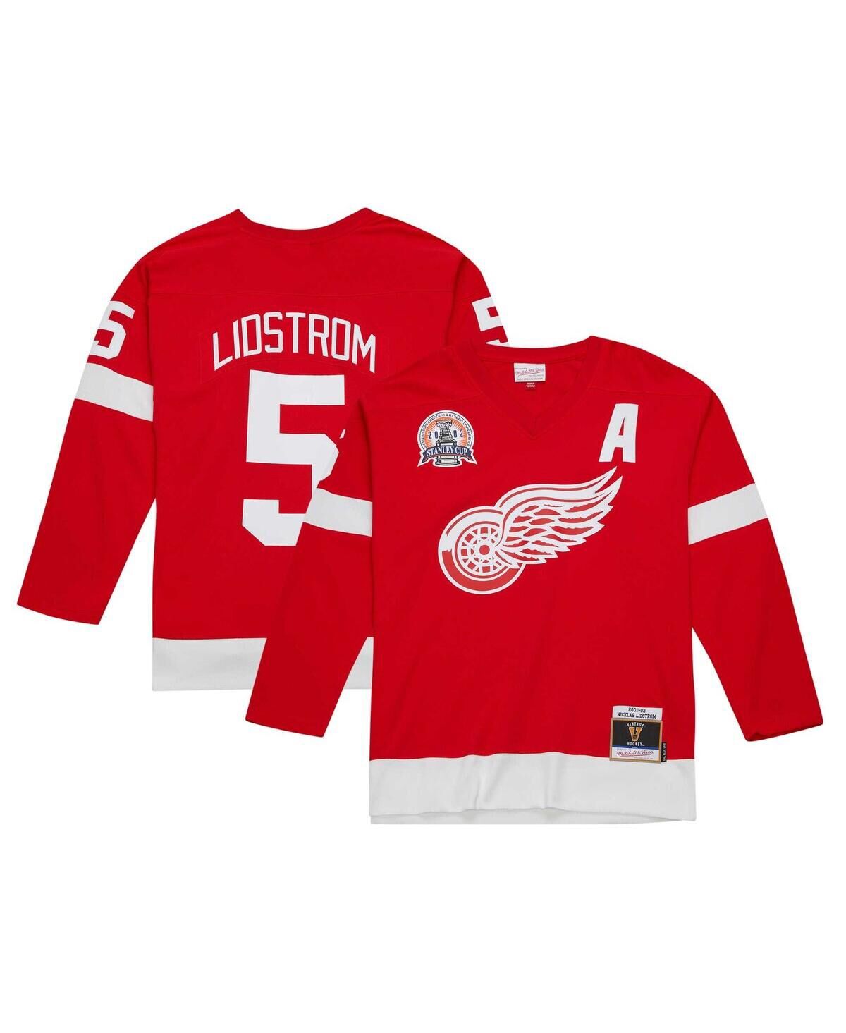Mitchell & Ness Men's Mitchell & Ness Nicklas Lidstrom Red Detroit Red Wings Alternate Captain Patch 2001/02 Blue Line Player Jersey - Red
