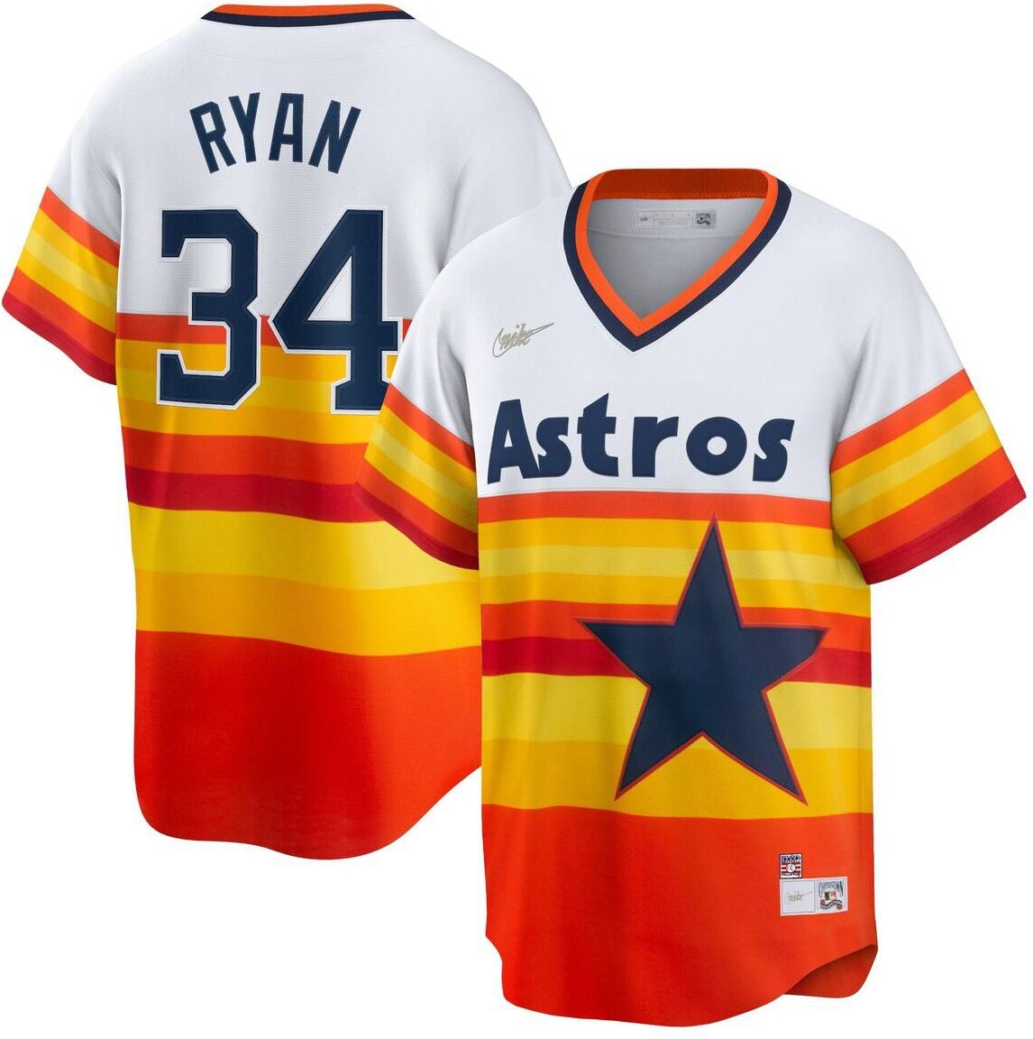 Nike Men's Nolan Ryan Houston Astros Coop Player Replica Jersey - Orange/Rainbow