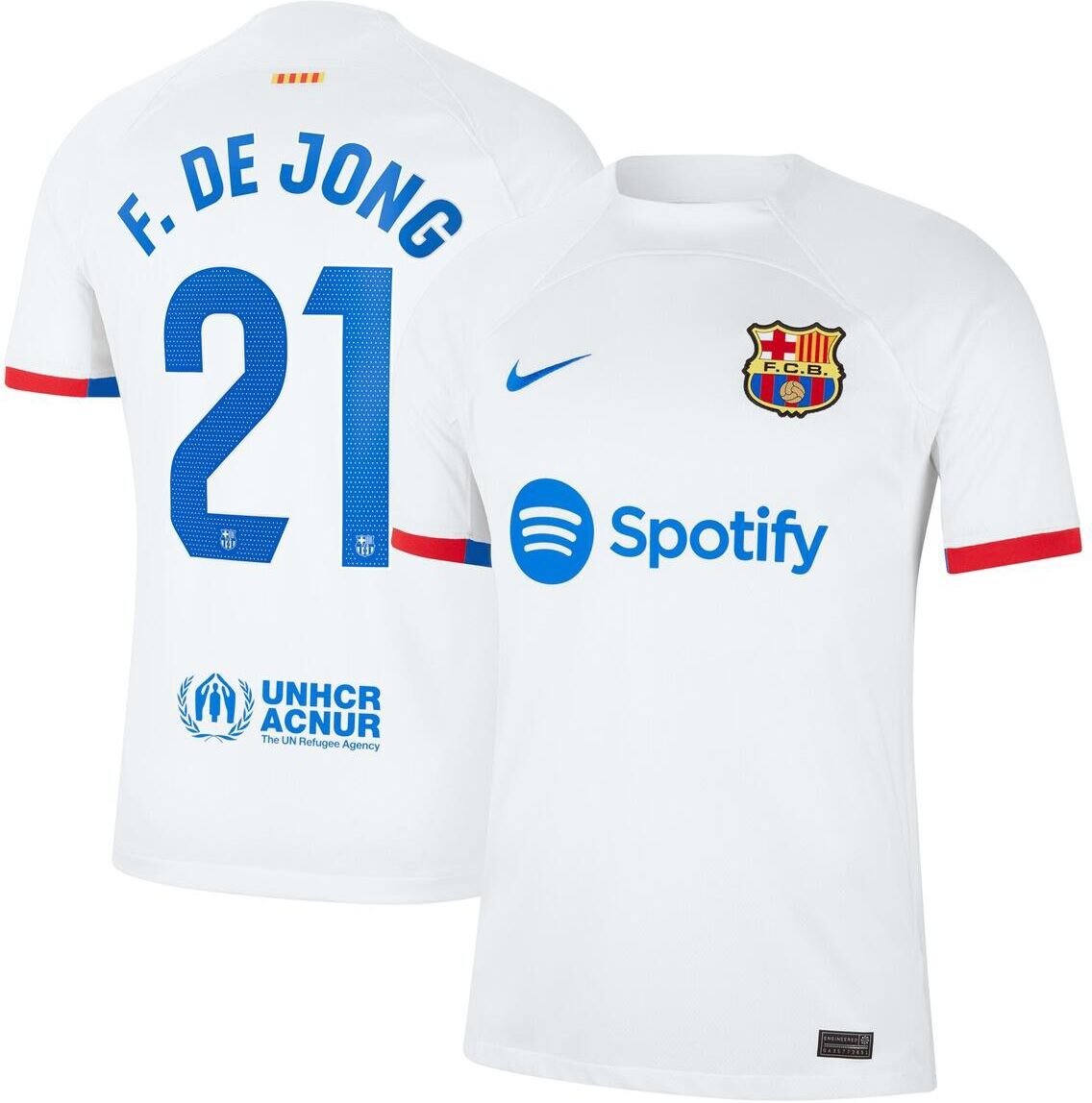 Nike Men's Nike Frenkie de Jong White Barcelona 2023/24 Away Replica Jersey - White