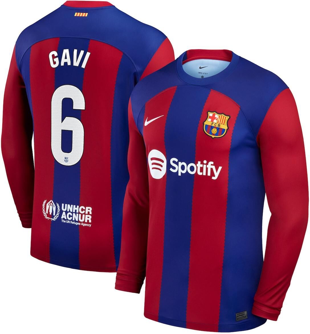 Nike Men's Nike Gavi Royal Barcelona 2023/24 Home Stadium Replica Long Sleeve Player Jersey - Royal