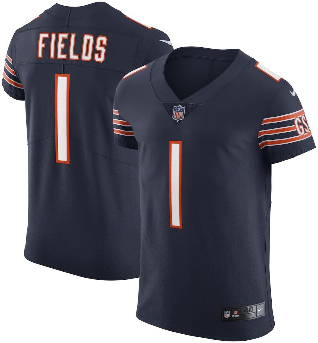 Nike Men's Justin Fields Navy Chicago Bears Vapor Elite Jersey - Navy