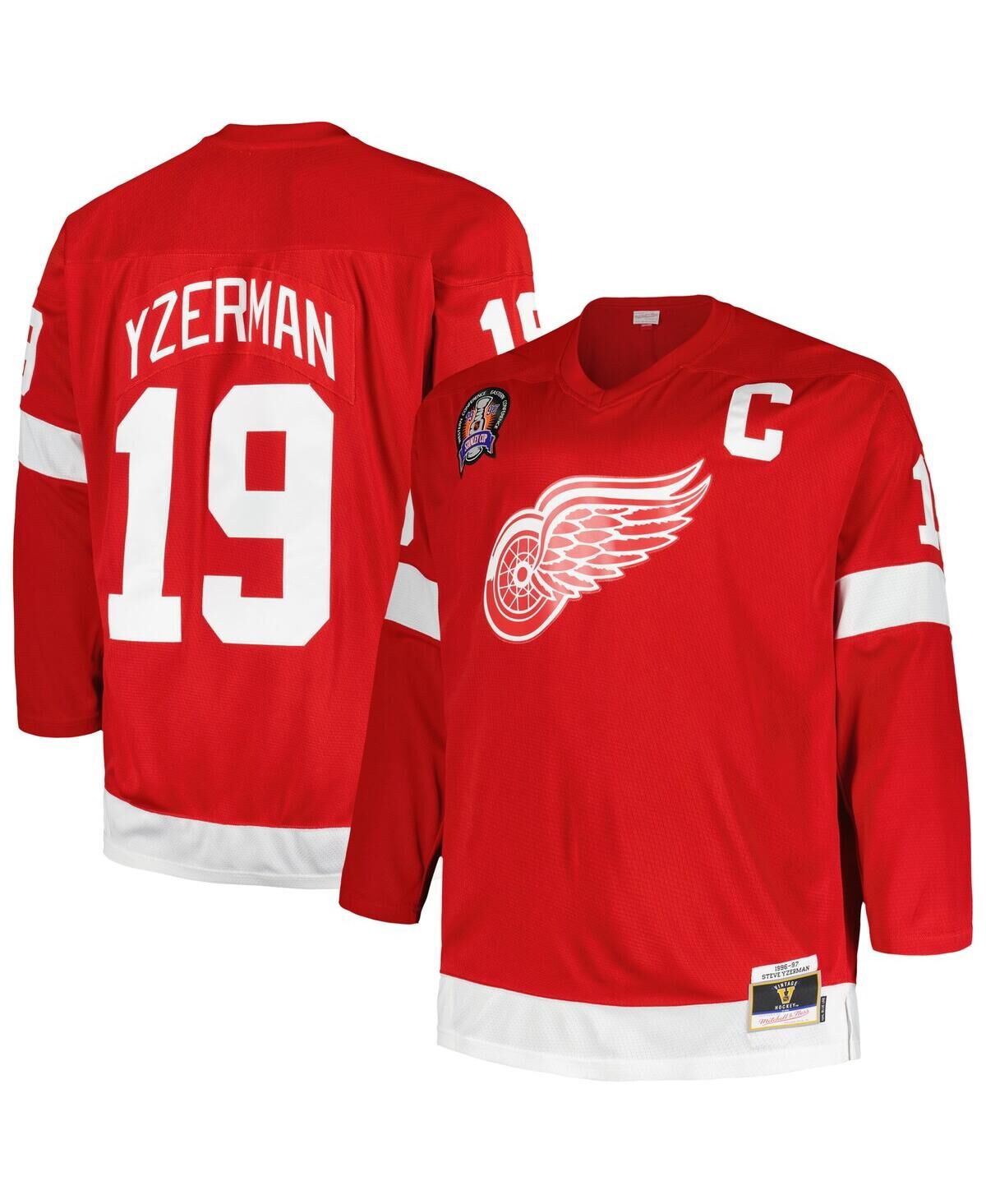 Mitchell & Ness Men's Mitchell & Ness Steve Yzerman Red Detroit Red Wings Big and Tall Captain Patch Blue Line Player Jersey - Red