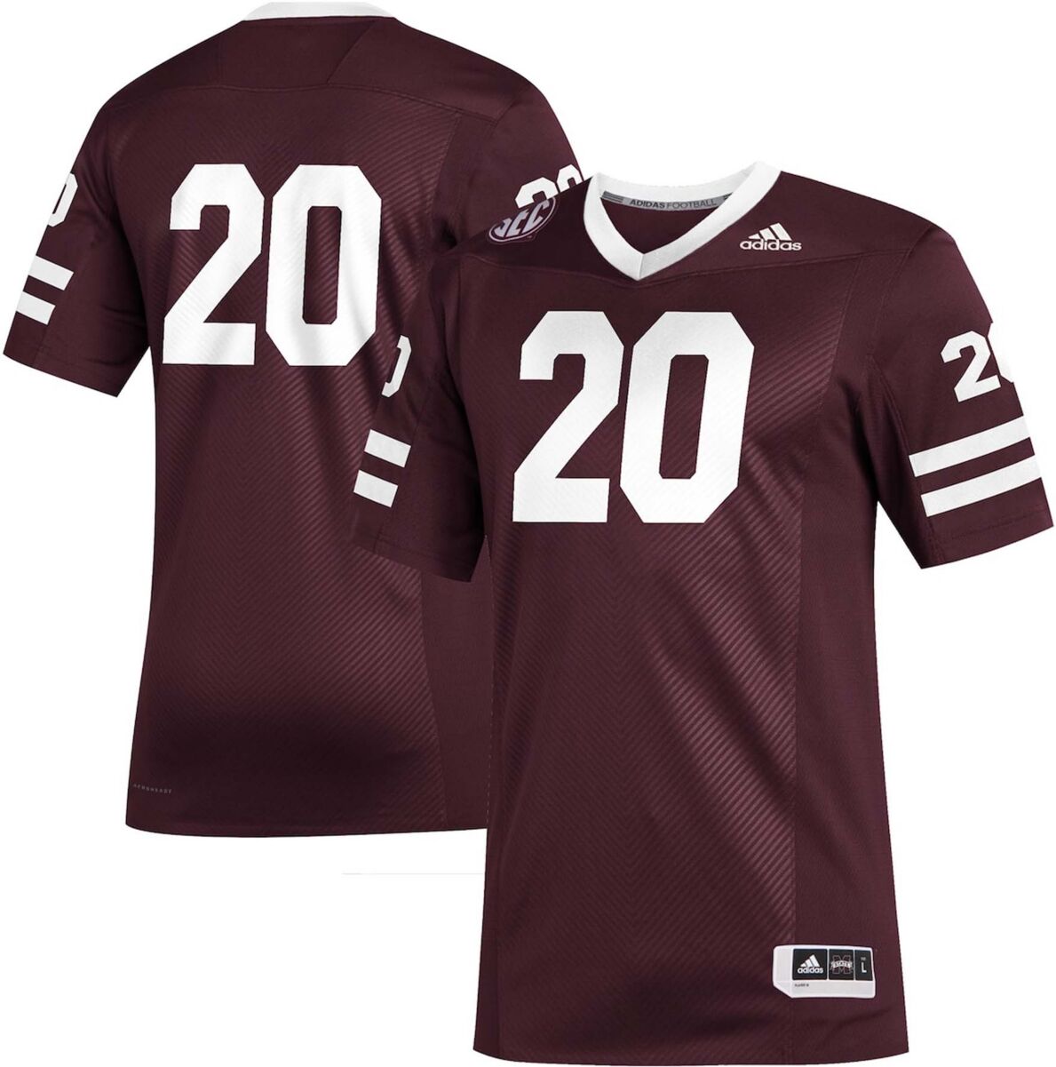 Adidas Men's #20 Maroon Mississippi State Bulldogs Premier Strategy Football Jersey - Maroon