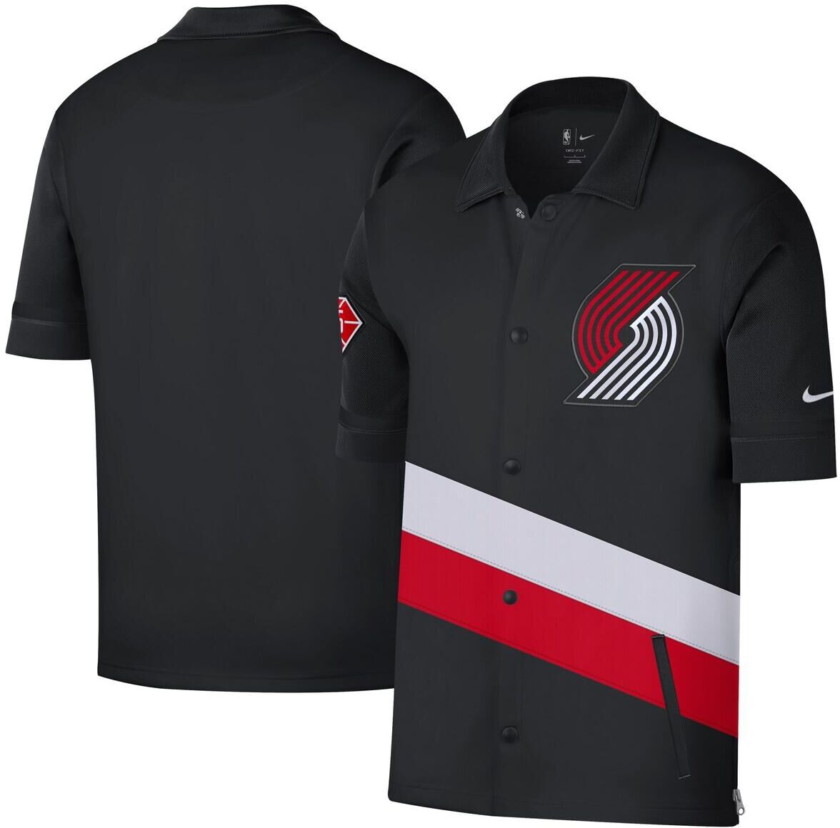 Nike Men's Nike Black, Red Portland Trail Blazers 2021/22 City Edition Therma Flex Showtime Short Sleeve Full-Snap Collar Jacket - Black, Red