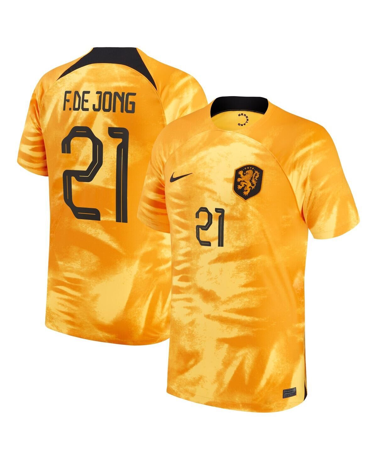 Nike Men's Nike Frenkie de Jong Orange Netherlands National Team 2022/23 Home Breathe Stadium Replica Player Jersey - Orange