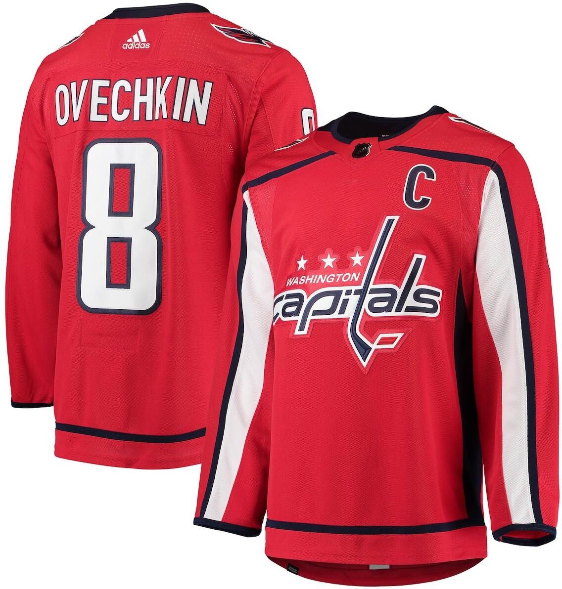 Adidas Men's Adidas Alexander Ovechkin Red Washington Capitals Home Captain Patch Authentic Pro Player Jersey - Red