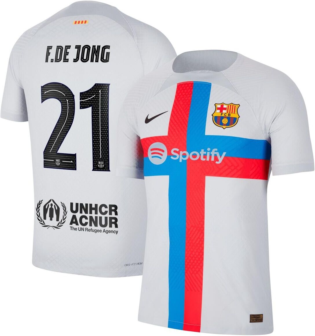 Nike Men's Nike Frenkie de Jong Gray Barcelona 2022/23 Third Vapor Match Authentic Player Jersey - Gray