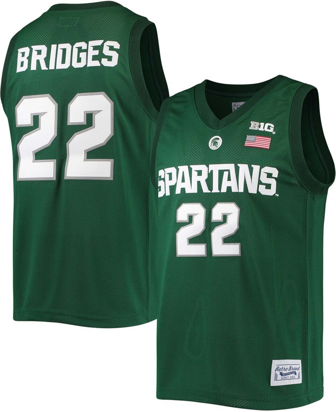 Original Retro Brand Men's Miles Bridges Green Michigan State Spartans Alumni Commemorative Classic Basketball Jersey - Green