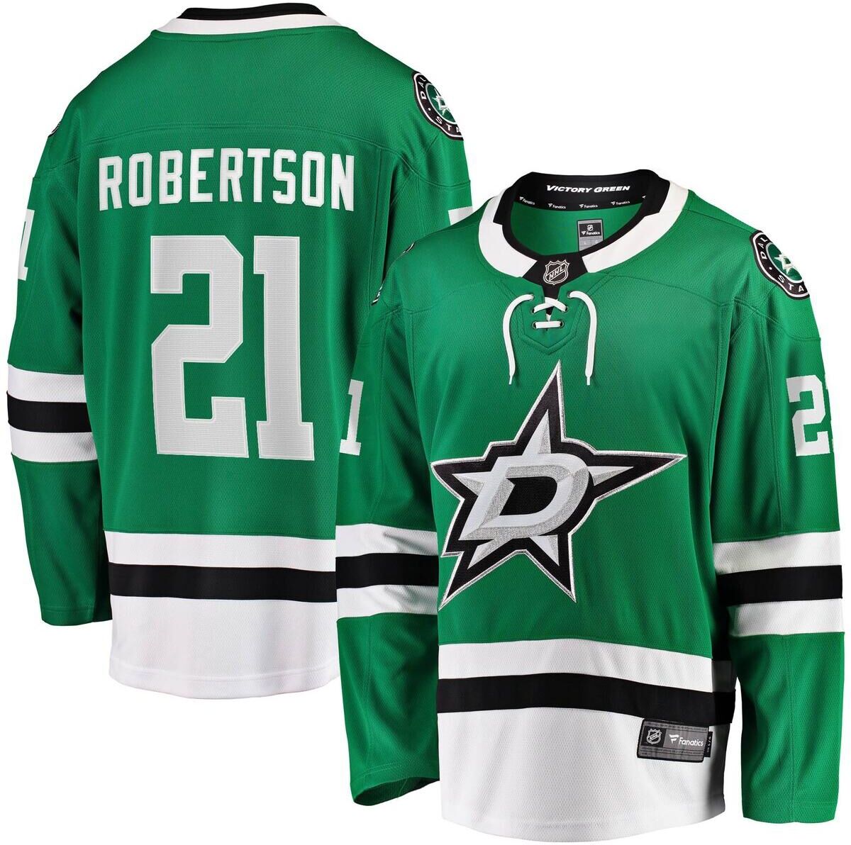 Fanatics Men's Fanatics Jason Robertson Kelly Green Dallas Stars 2017/18 Home Breakaway Replica Jersey - Kelly Green