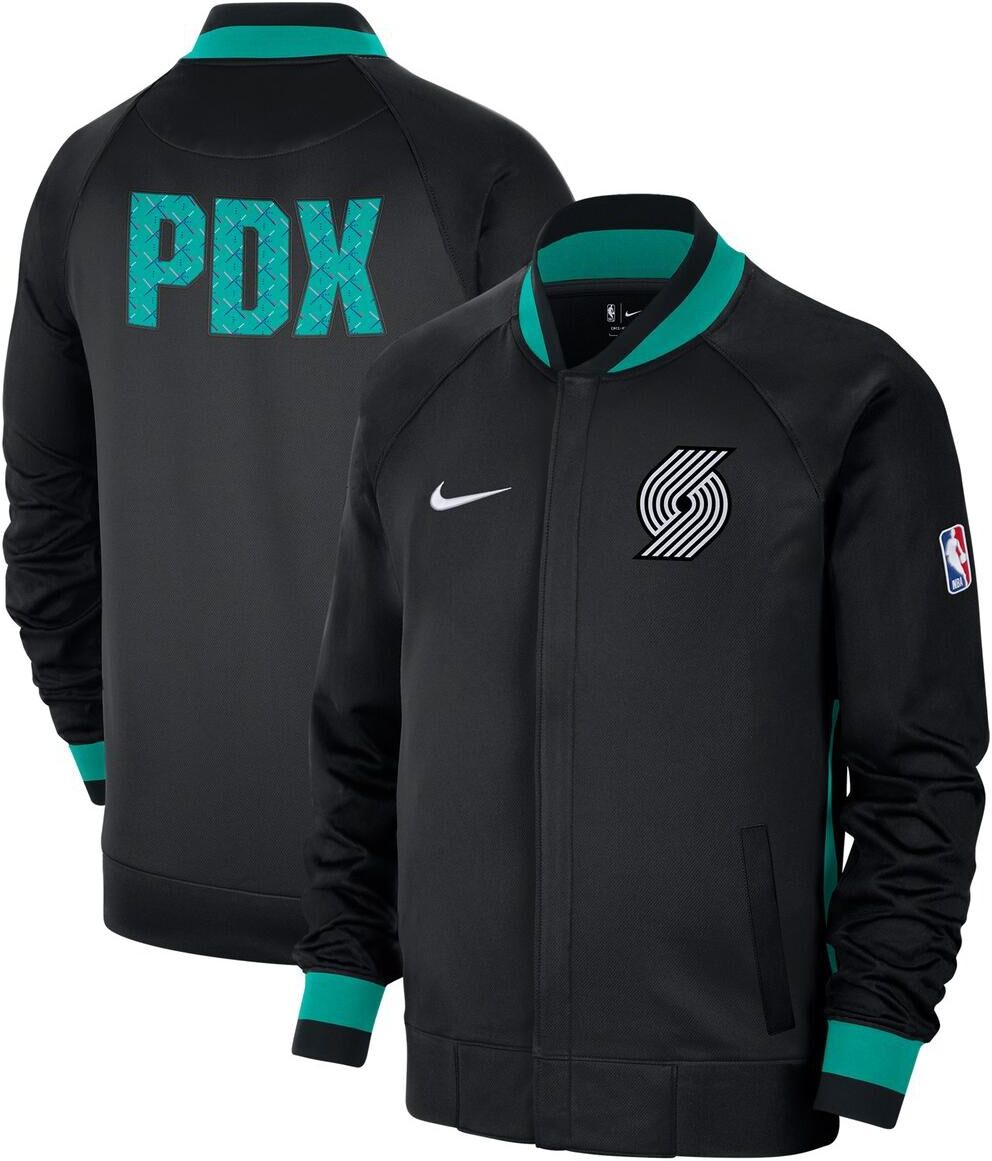 Nike Men's Nike Black and Green Portland Trail Blazers 2022/23 City Edition Showtime Thermaflex Full-Zip Jacket - Black, Green