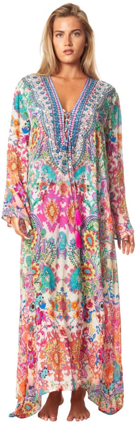 La Moda Clothing Long regular kaftan cover up - Pink