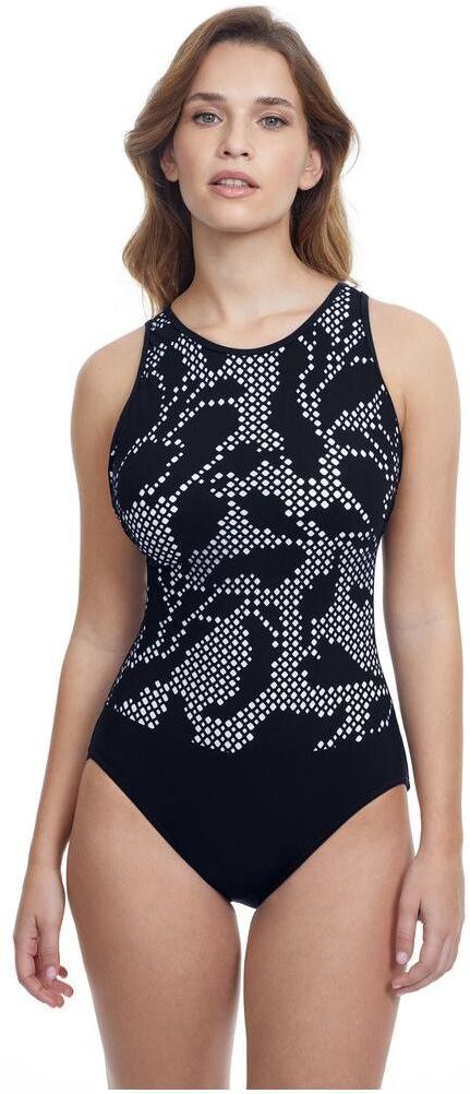 Profile By Gottex Mashrabiya High Neck One Piece Swimsuit - Black