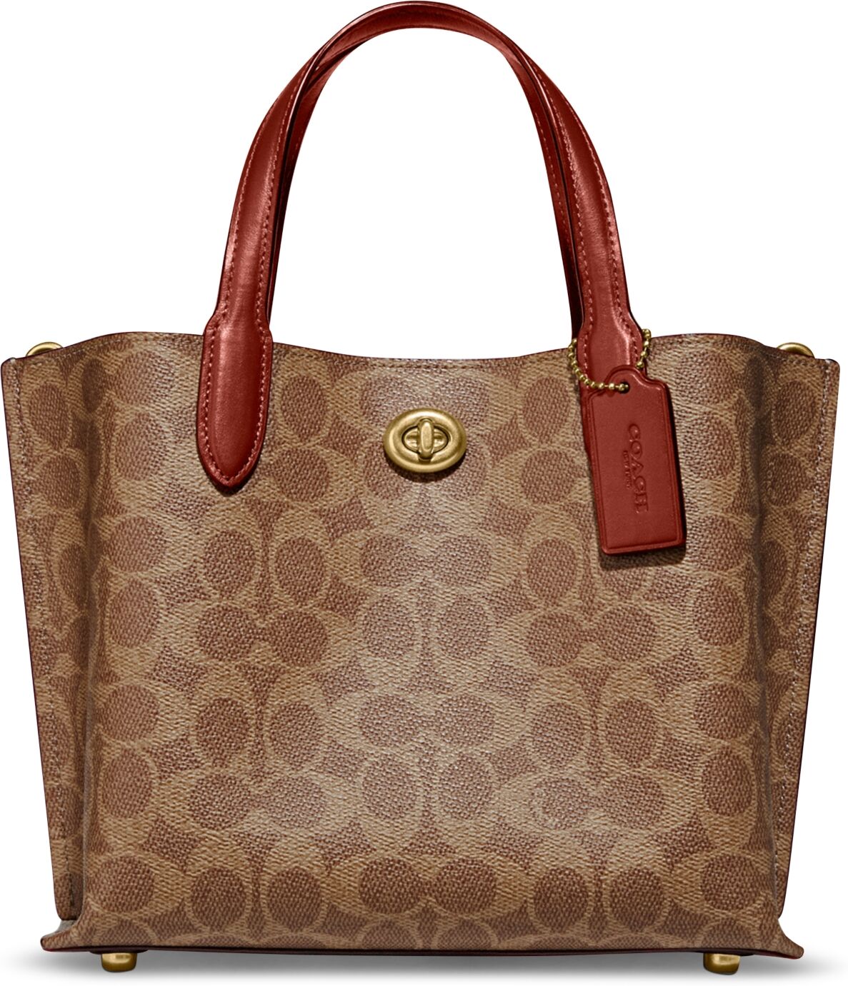 Coach Signature Coated Canvas Willow Tote 24 with Convertible Straps - Tan Rust