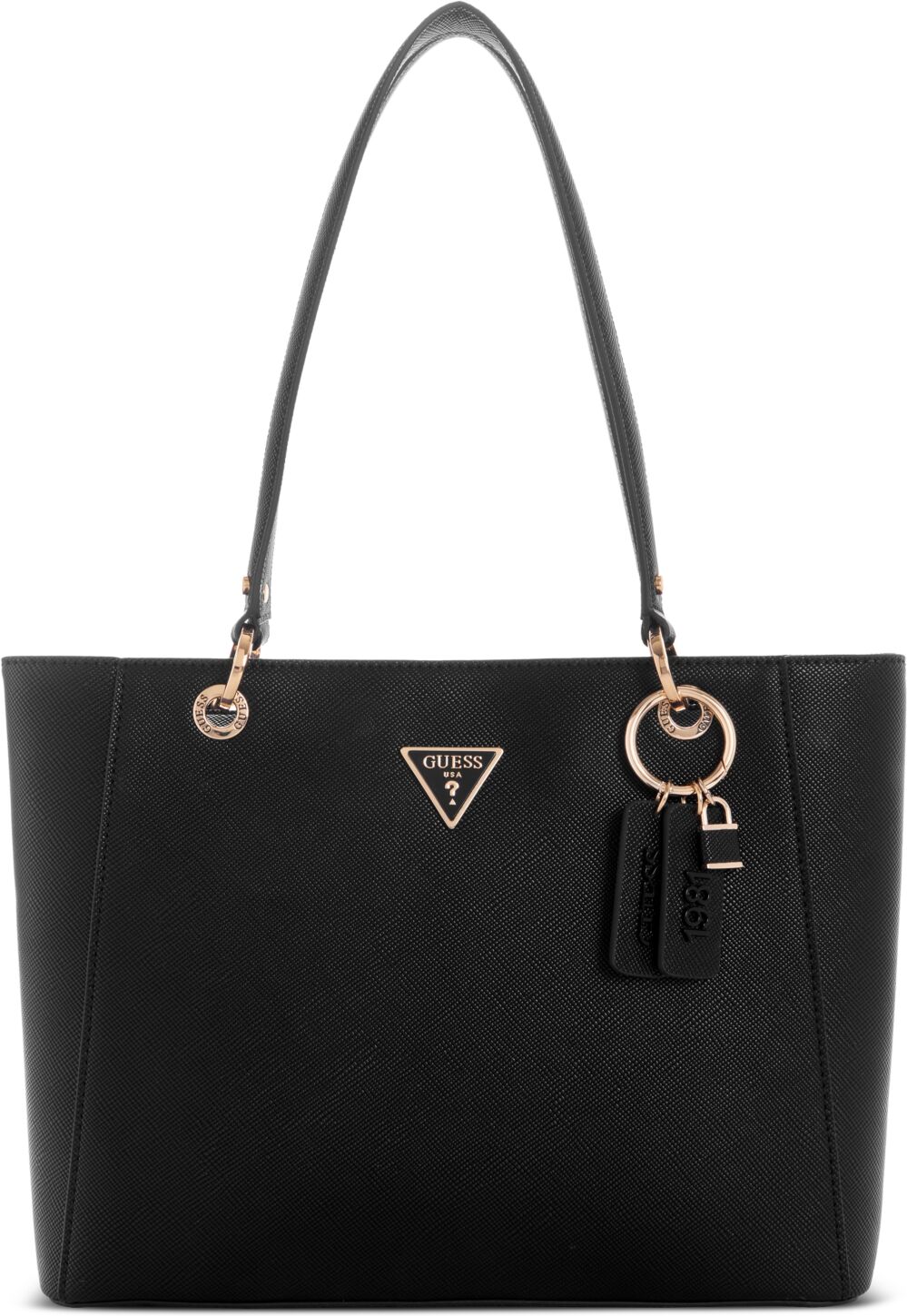 Guess Noelle Medium Double Compartment Top Zip Tote - Black