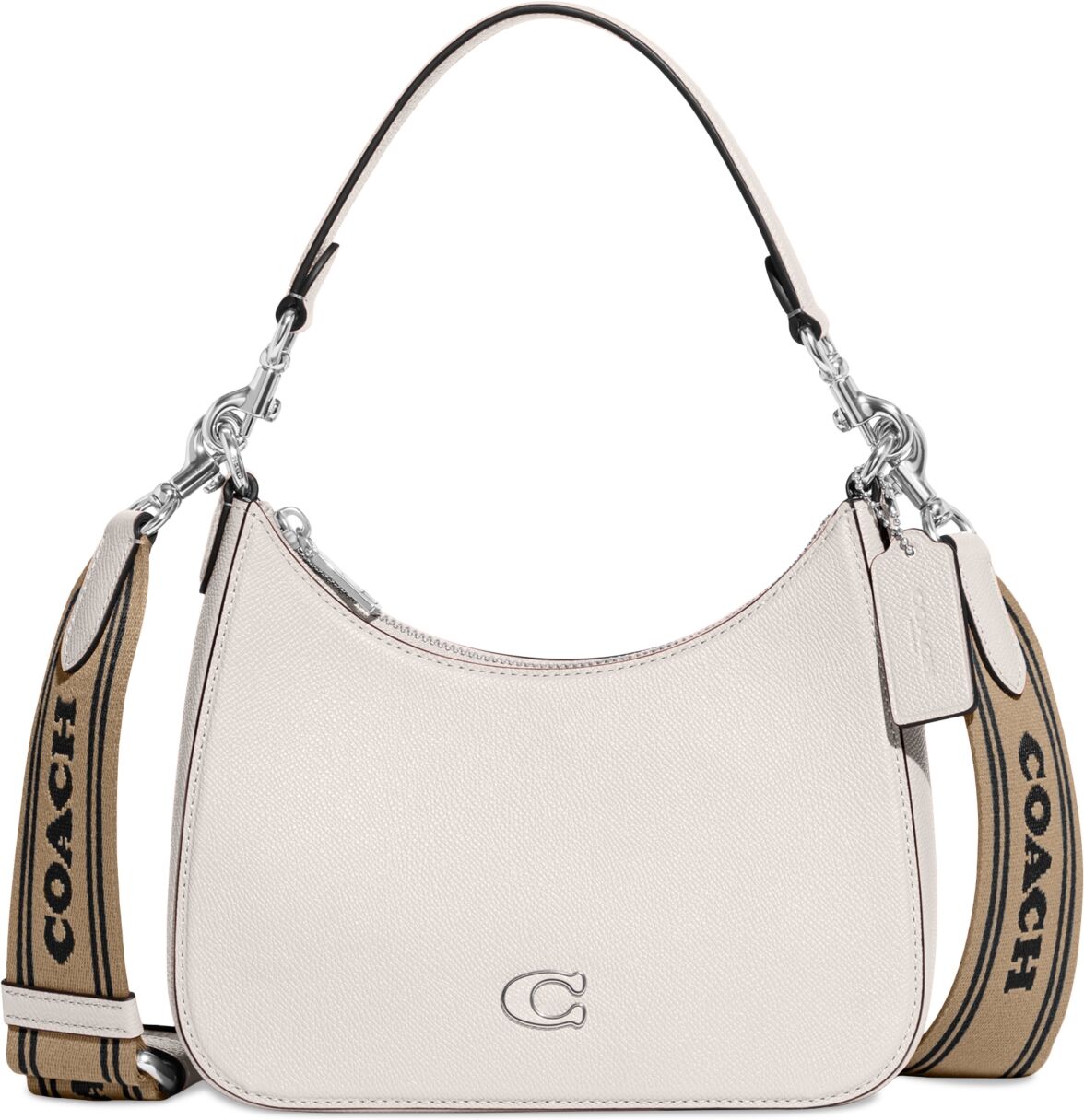 Coach Small Crossgrain Leather Hobo Crossbody Bag - White